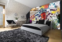 Флизелиновые фотообои с надписями 312x219 см Красный баллончик с краской для граффити (1395VEXXL)+клей