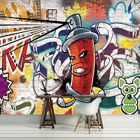 Флизелиновые фотообои надписи 416x254 см Красный баллончик с краской для граффити (1395VEXXXL)+клей