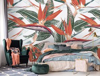 Флизелиновые фотообои листья 312x219 см Природа Экзотические Цветы Стрелиция Королевская (13976VEXXL) +клей