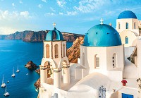 Літо море природа флізелінові фотошпалери 416x254 см 3D Пейзаж Греції Перегляд Санторіні (13985VEXXXL) +клей - вид 1 мініатюра
