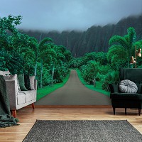 Флизелиновые 3д фотообои растительные 416x254 см Природа Пейзаж Дорога на Гавайях (13988VEXXXL) +клей