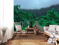 Флизелиновые 3д фотообои лес на стену 416x290 см Природа Пейзаж Дорога на Гавайях (13988VEXXXXL) +клей