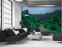 Флизелиновые 3D фотообои растительные Природа Пейзаж Дорога на Гавайях (13988V)+клей