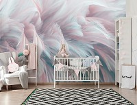 Флизелиновые фотообои 460x300 см 3D Абстрактные пастельные нежные перья в стиле Бохо (13989V12) +клей