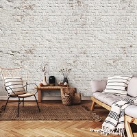 Флизелиновые фотообои стиль лофт 312x219 см Старая белая кирпичная стена (13992VEXXL) +клей