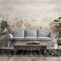 Флизелиновые фотообои на кухню белый кирпич стиль лофт 416x254 см Старая светлая стена (13993VEXXXL) +клей