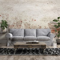 Флизелиновые фотообои имитация бетона 368x254 см Кирпичная структура - Старая светлая стена (13993V8)+клей