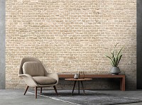Флизелиновые фотообои лофт в интерьере 416x290 см Бежевый кирпич (13994VEXXXXL) +клей
