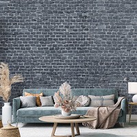 Флизелиновые фотообои в коридор стиль лофт 460x300 см Антрацитовая кирпичная стена (13995V12) +клей