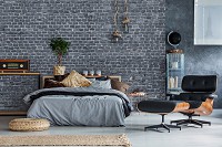 Флизелиновые фотообои в стиле модерн 312x219 см Антрацитовая кирпичная стена (13995VEXXL) +клей