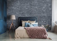 Флизелиновые фото обои кирпич 254x184 см антрацитовый (13995V4)+клей