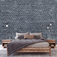 Флизелиновые фотообои стиль лофт в коридоре 520x318 см Антрацитовая кирпичная стена (13995VEXXXXXL) +клей