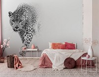 Флизелиновые фотообои 368x280 см 3D Животные - Черно-белый леопард (13997V10) +клей