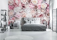 Флізелінові фотошпалери для кімнати 368x280 см 3D Пастельні квіти троянди в стилі Бохо (13998V10) +клей