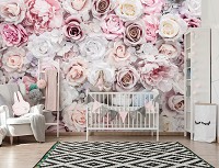Флизелиновые фотообои 460x300 см 3D Искусственные пастельные цветы роз в стиле Бохо (13998V12) +клей