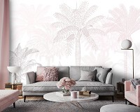 Флизелиновые фотообои ретро 368x280 см Нежные пальмы на светлом фоне (14005V10) +клей