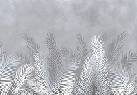 Фотообои флизелиновые 368 x 254 см Пальмовые листья на сером фоне (14006V8)+клей