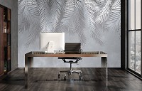 Популярні флізелінові фотошпалери 416x254 см Пальмові листи на сірий фон (14006VEXXXL) +клей