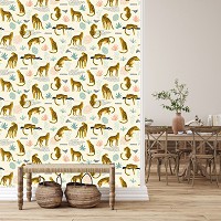 Флізелінові фотошпалери коти 368x280 см Екзотика Тварини Леопарди у стилі Бохо (14008V10) +клей