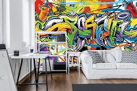 Флизелиновые фото обои с надписью на стены 312x219 см Красочное граффити для подростков (1400VEXXL)+клей