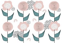 Готовые флизелиновые фотообои 368x280 см Минималистичные цветы на белом фоне (14011V10) +клей