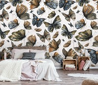 Популярные флизелиновые фотообои 416x290 см Нарисованные бабочки на бетоне (14023VEXXXXL) +клей