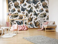 Флизелиновые фотообои ретро стиль Нарисованные бабочки на бетоне в винтажном стиле (14023V)+клей