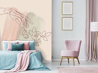 Флизелиновые фотообои любовь 184x254 см Акварель в стиле Бохо Лайн Арт - Рука (14059V4A)+клей - вид 6 миниатюра