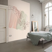 Флизелиновые фотообои любовь 184x254 см Акварель в стиле Бохо Лайн Арт - Рука (14059V4A)+клей - вид 7 миниатюра