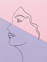 Флизелиновые фотообои геометрия 206x275 см Пастель Линии графика - женское лицо (14060VEA)+клей - вид 1 миниатюра