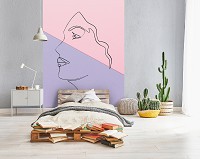 Флизелиновые фотообои геометрия 206x275 см Пастель Линии графика - женское лицо (14060VEA)+клей - вид 6 миниатюра