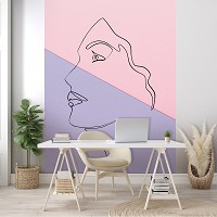 Флизелиновые фотообои для девочки подростка Пастель 184x254 см Линии графика - женское лицо (14060V4A)+клей