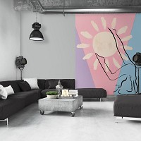 Флизелиновые фотообои любовь 206x275 см Пастель Линии графика - йога (14061VEA)+клей - вид 5 миниатюра