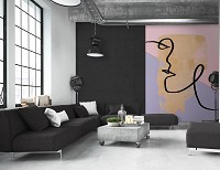 Флизелиновые фотообои в романтическом стиле 206x275 см Пастель Линии графика - Лицо женщины (14062VEA)+клей