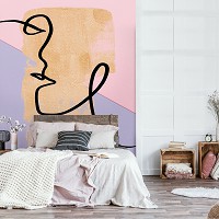 Флізелінові фотошпалери в романтичному стилі 206x275 см Пастель Лінії графіка - Обличчя жінки (14062VEA)+клей - вид 6 мініатюра