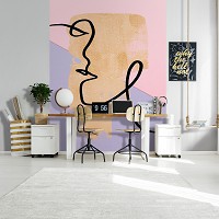 Флізелінові фотошпалери в романтичному стилі 206x275 см Пастель Лінії графіка - Обличчя жінки (14062VEA)+клей - вид 7 мініатюра