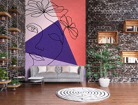 Флизелиновые фотообои треугольник 184x254 см Лицо женщины линии искусства (14063V4A)+клей