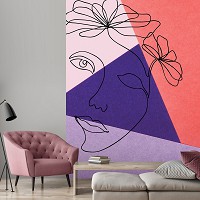 Флізелінові фотошпалери з геометричним малюнком 206x275 см Обличчя жінки лінії мистецтва (14063VEA)+клей - вид 7 мініатюра