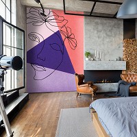 Флізелінові фотошпалери з геометричним малюнком 206x275 см Обличчя жінки лінії мистецтва (14063VEA)+клей - вид 5 мініатюра