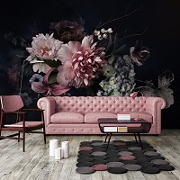 Флизелиновые фотообои в зал 312x219 см Темный Букет Цветов Винтаж (14066VEXXL) +клей