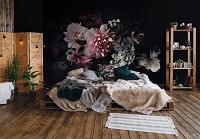 Флизелиновые фотообои 416x290 см Темный Букет Цветов Винтаж (14066VEXXXXL) +клей
