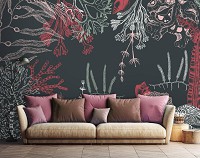 Флизелиновые фото обои 254x184 см Искусство Абстракции Морская Жизнь Иллюстрация (14067V4)+клей