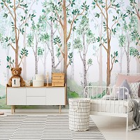 Флізелінові фото шпалери природа 254x184 см Для дітей Акварельні дерева в лісі У скандинавському стилі (14068V4)+клей - вид 8 мініатюра