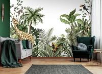 Детские флизелиновые фотообои для девочки 460x300 см Экзотическое сафари в джунглях (14070V12) +клей