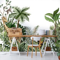 Флизелиновые фотообои в детскую комнату Экзотическое сафари в джунглях (14070V)+клей
