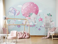 Детские флизелиновые фотообои для девочки 520x318 см Слоны и Воздушные шарики (14072VEXXXXXL) +клей