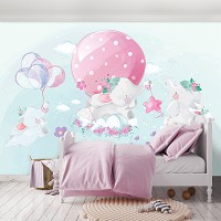 Флизелиновые фото обои 254x184 см Для детей Девочке Пастель Слоны и Воздушные шарики (14072V4)+клей - вид 8 миниатюра
