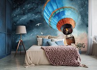 Детские флизелиновые фотообои для мальчика 368x280 см Небо - Полет на воздушном шаре (14074V10) +клей