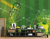 Флизелиновые детские фотообои для мальчика 368x280 см Разработка стратегии футбольного матча (14075V10) +клей