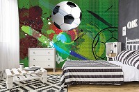 Флизелиновые фотообои в детскую мальчика мяч 254x184 см Красочные краски в футбольной тематике (14078V4) +клей